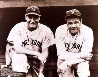 In 1927, Lou Gehrig & Babe Ruth combined for 107 home runs and 339 RBIs. Click for story on their 1927 home run race & the media that year.