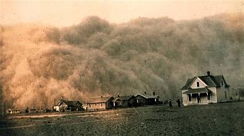 Dust Bowl-era storm near Stratford, Texas, April 1935. Click for DVD.