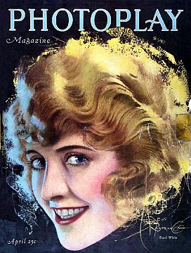 Silent film star Pearl White shown on the cover of Photoplay magazine, April 1920.   (artist - Rolf Armstrong).