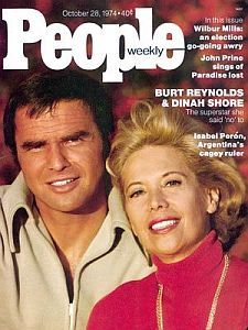Dinah Shore & Burt Reynolds, ‘People’ magazine, October 28, 1974.