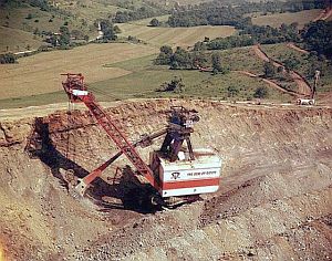 "GEM of Egypt" at work uncovering coal seams in Ohio farm country, circa 1960s-1970s.