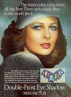 Cristina Ferrare in a 1975 magazine advertisement for Max Factor eye makeup.