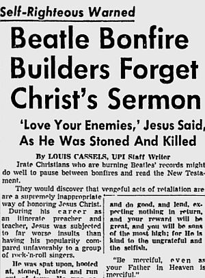 August 20, 1966: UPI story from Pittsburgh Post Gazette suggesting Beatle critics could have been more Christian.