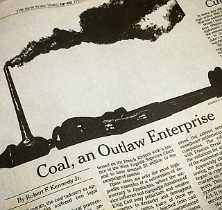 Dec. 2014. RFK, Jr., Op-Ed: “Coal, An Outlaw Enterprise,” NYT. 