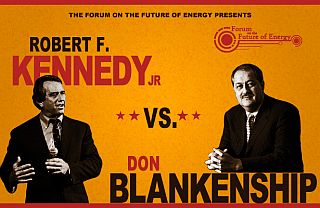 Publicity poster for the “RFK, Jr./ Don Blankenship” debate held in January  2010 at the University of Charleston.