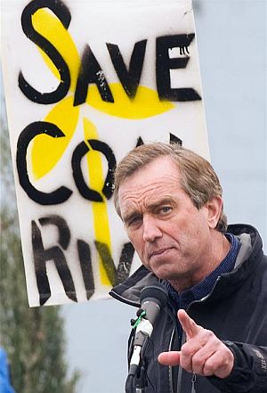 December 2009: RFK, Jr. at Charleston, WV rally speaking out against mountaintop mining at the Coal River Mountain site.