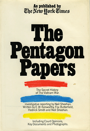 1971: NY Times / Quadrangle Books “definitive” hardback copy of Pentagon Papers & documents, 810pp. Click for copy.