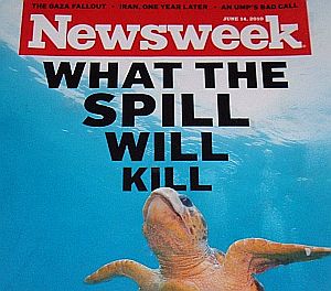 June 14, 2010. Portion of Newsweek cover, with featured story, "What The Spill Will Kill".