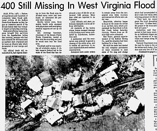 Associated Press wire story reporting "400 missing" in a front-page story that ran in The Tuscaloosa Times newspaper in Alabama.