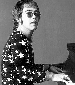 Young Elton John at piano, circa 1970, age 23.