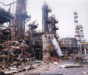 2001. Part of damage in the wake of explosion and fire at then Conoco-owned Humber Refinery in England, for which ConocoPhillips was fined & cited.