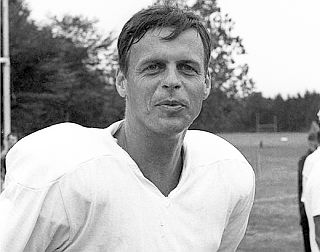 Summer of 1963. George Plimpton in his practice football attire at the Detroit Lions summer camp.