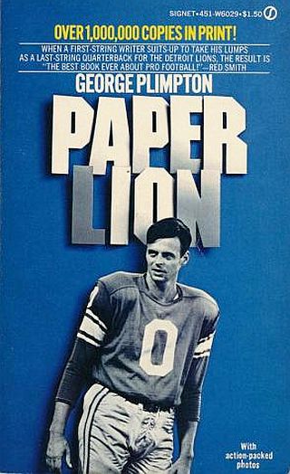 Signet paperback edition of George Plimpton’s best-selling book on his trials as a professional quarterback with the Detroit Lions football team, summer of 1963. Click for copy.