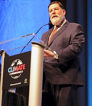 October 31, 2019. Pittsburgh mayor, Bill Peduto, making his remarks at the Climate Change Summit. 