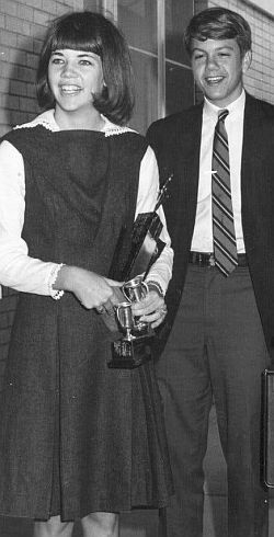 1966. Elizabeth Warren, Oklahoma high school debate champion with debate partner, Karl Johnson.