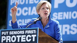 Sept 2014. Senator Warren at Capitol Hill rally for senior citizens.