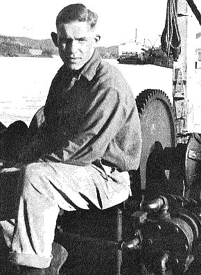 1927. John Clymer, a 20 year-old deckhand on trading & supply steamboat on Yukon Territory rivers.