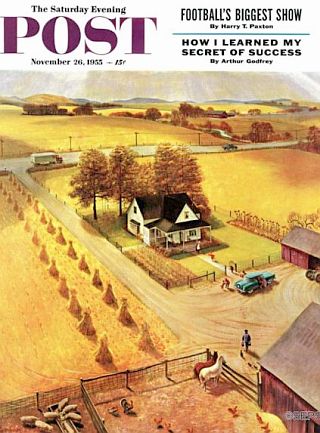 November 26, 1955, Saturday Evening Post, “Thanksgiving on the Farm,” by John Clymer.
