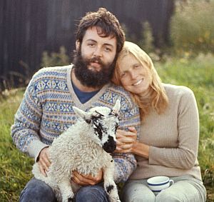 Paul, Linda & friend, possibly at farm in Scotland, early 1970s.