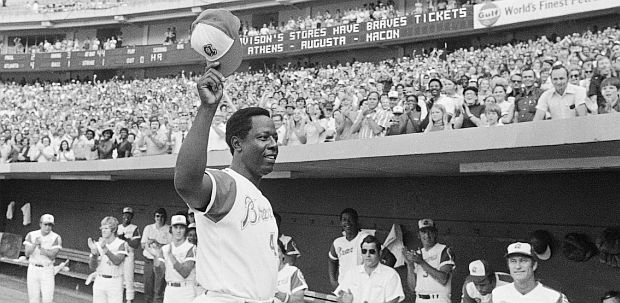 July 21st, 1973, Atlanta stadium. Henry “Hank” Aaron tips his hat to the crowd then lauding his latest baseball milestone of hitting his 700th career home run during game with the Philadelphia Phillies. 