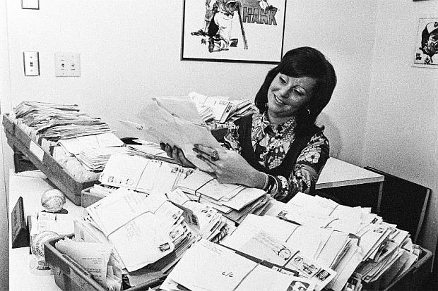 In 1972, Henry Aaron had hired a secretary named Carla Koplin to deal with his mail – both his outgoing mail to fans requesting autographs, baseball cards, or photos, and other incoming mail, including the hate mail that increased in volume between 1972 and 1974.