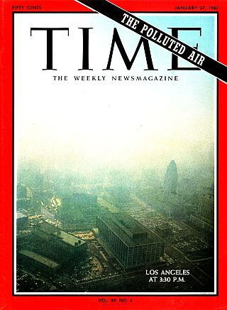 January 1967.  Time magazine featured a cover photo of a smog-shrouded Los Angeles, around the time the DOJ grand jury investigation began in the automaker conspiracy case. 
