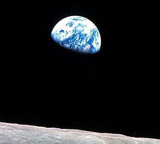 Famous “Earthrise” photo, taken from the Apollo 8 spacecraft then circling the moon, beamed to Earth on Christmas Eve, 1968.