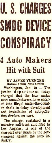 Chicago Tribune story on the smog conspiracy lawsuit, January 11, 1969.