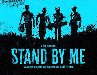Poster for the Rob Reiner 1986 film “Stand By Me,” depicting the four boys on their travels. Click for film.