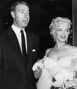 June 1955. Though in divorce proceeding, DiMaggio escorts Monroe to premiere of “Seven Year Itch”. 