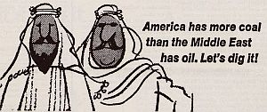 AEP’s cartoon-styled logo and slogan that ran with many of its 1974 ads pushing coal development.