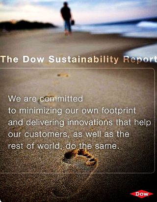 Cover of “The Dow Sustainability Report,” 2009 Global Reporting Initiative. Dow has pledged to improve its performance.
