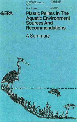 Cover of a 1990 EPA summary document from a more detailed study of plastic pellets in the environment.