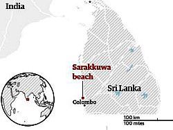 Map of Sri Lanka, off India, showing location where ‘X-Press Pearl’ spilled billions of nurdles.