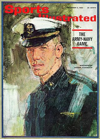 December 2, 1963, Navy midshipman and team quarterback, Roger Staubach, in his formal Navy attire, on Sports Illustrated cover. 