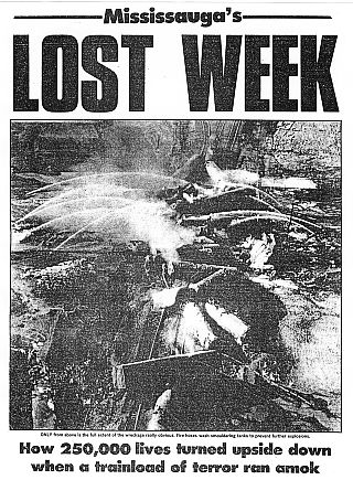 The Toronto Sun of November 19, 1979 reporting on the difficult week Mississauga had with the toxic derailment.