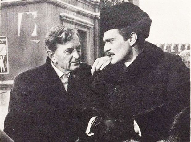 Director David Lean, left, during film production with his leading actor, Omar Sharif, who played Dr. Yuri Zhivago in the 1965 award-winning film, “Doctor Zhivago.” Atlantic Monthly, August 1965.